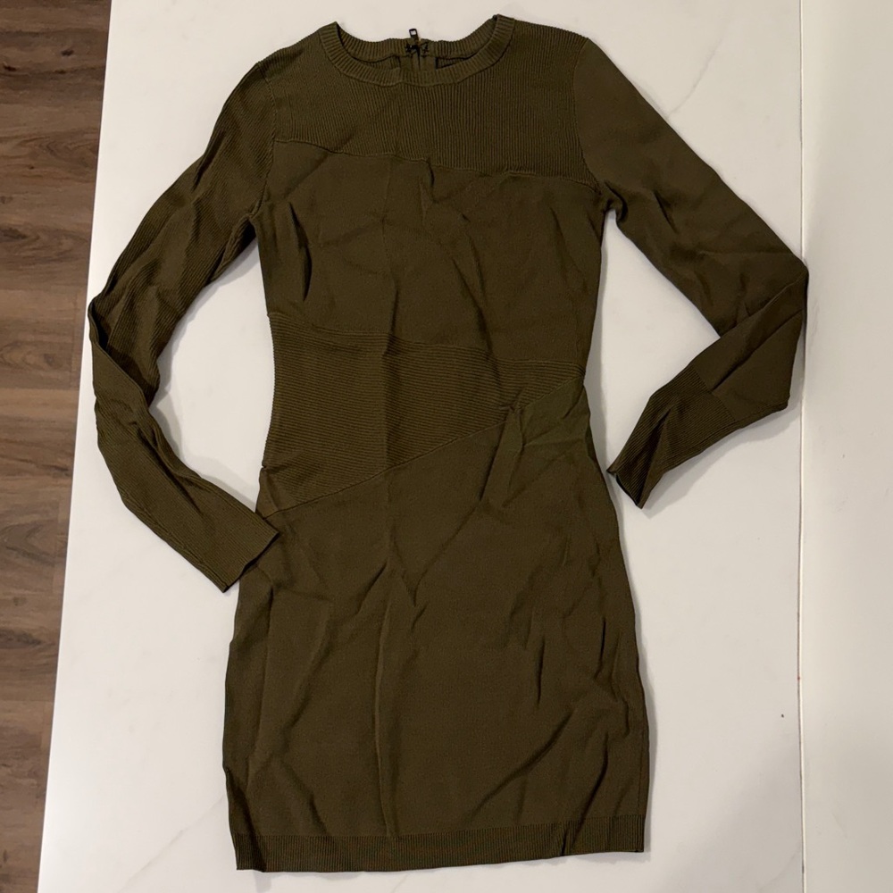 Retrofete Olive Green Knit Long Sleeve Dress